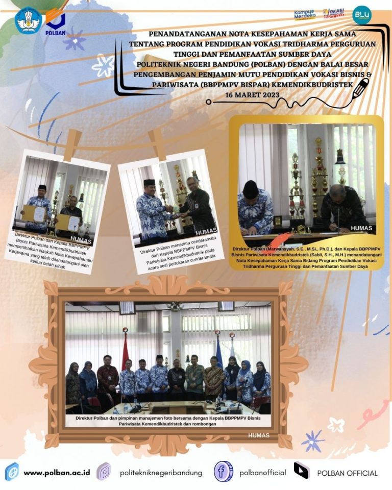 MoU – Balai Besar Pengembangan Penjamin Mutu Pendidikan Vokasi Bisnis dan Pariwisata ( BBPPMPV BISPAR )